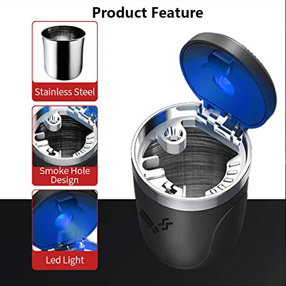 GlowGrip Compact LED Car Ashtray