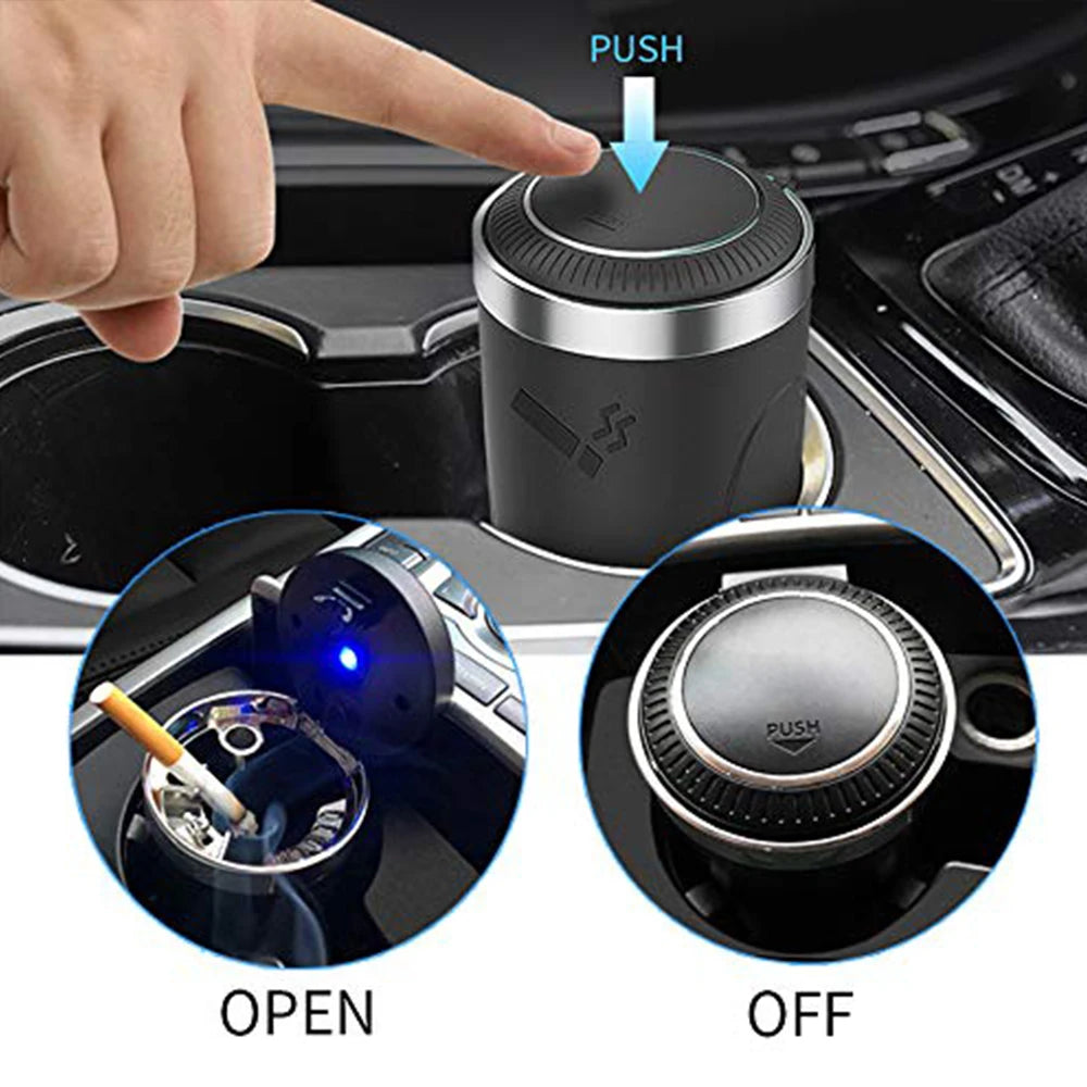 GlowGrip Compact LED Car Ashtray